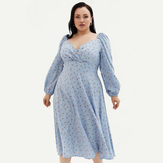 Blue floral midi dress (plus size)