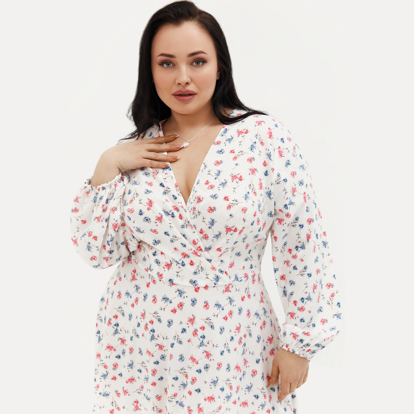 White floral midi dress (plus size)