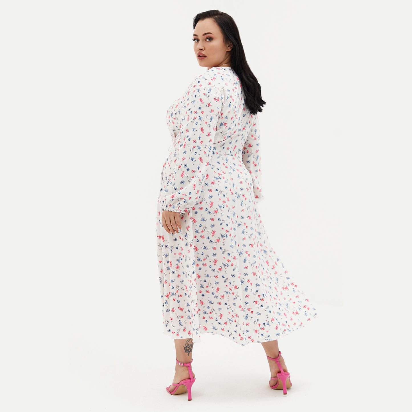 White floral midi dress (plus size)