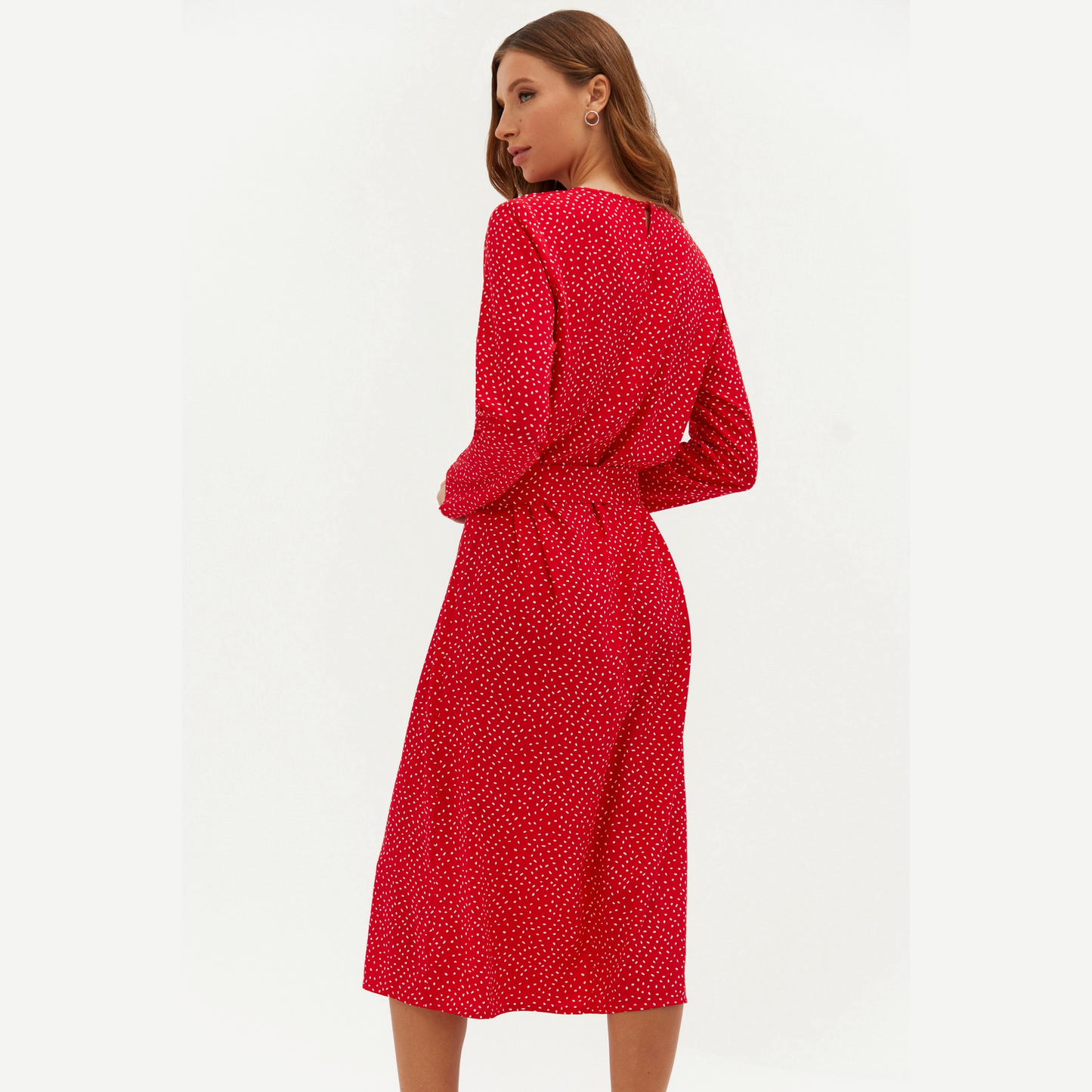 Red Polka dot midi dress